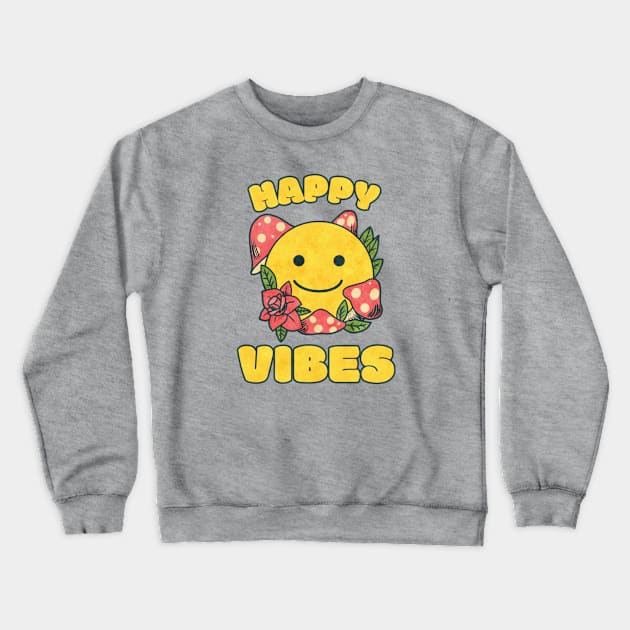 Happy Smile Face Vibes Hippie Style Crewneck Sweatshirt by Sassee Designs